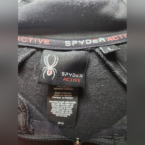 Spyder Active Womens Large Jacket Black 1/4 Zip Long Sleeve Knit Casual - Picture 4 of 6